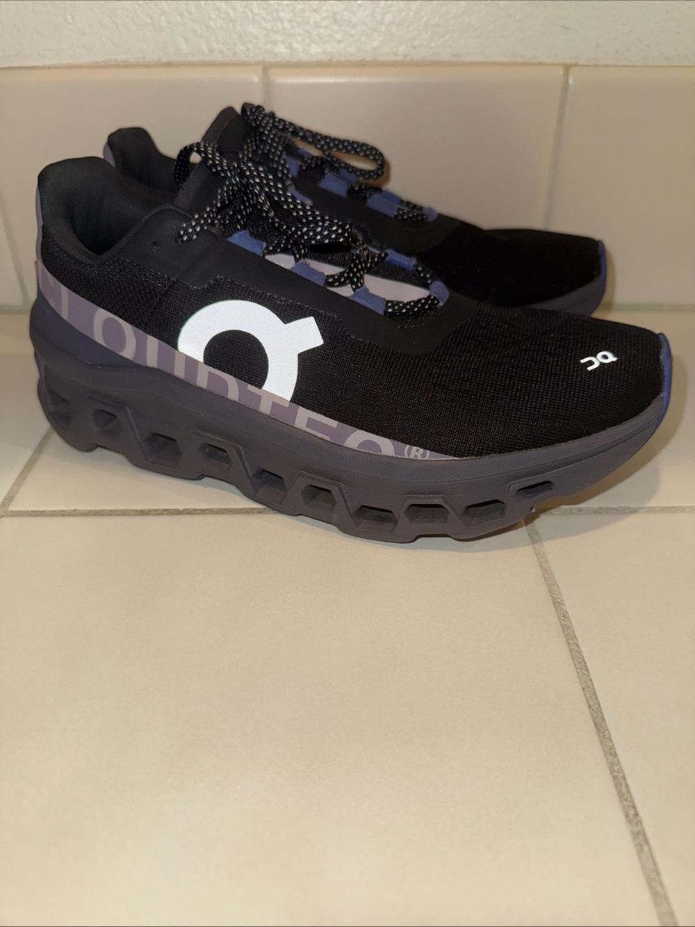 On Running Cloudmonster Running Shoes Women’s Size 8 Lace Up Sneakers Black Blue